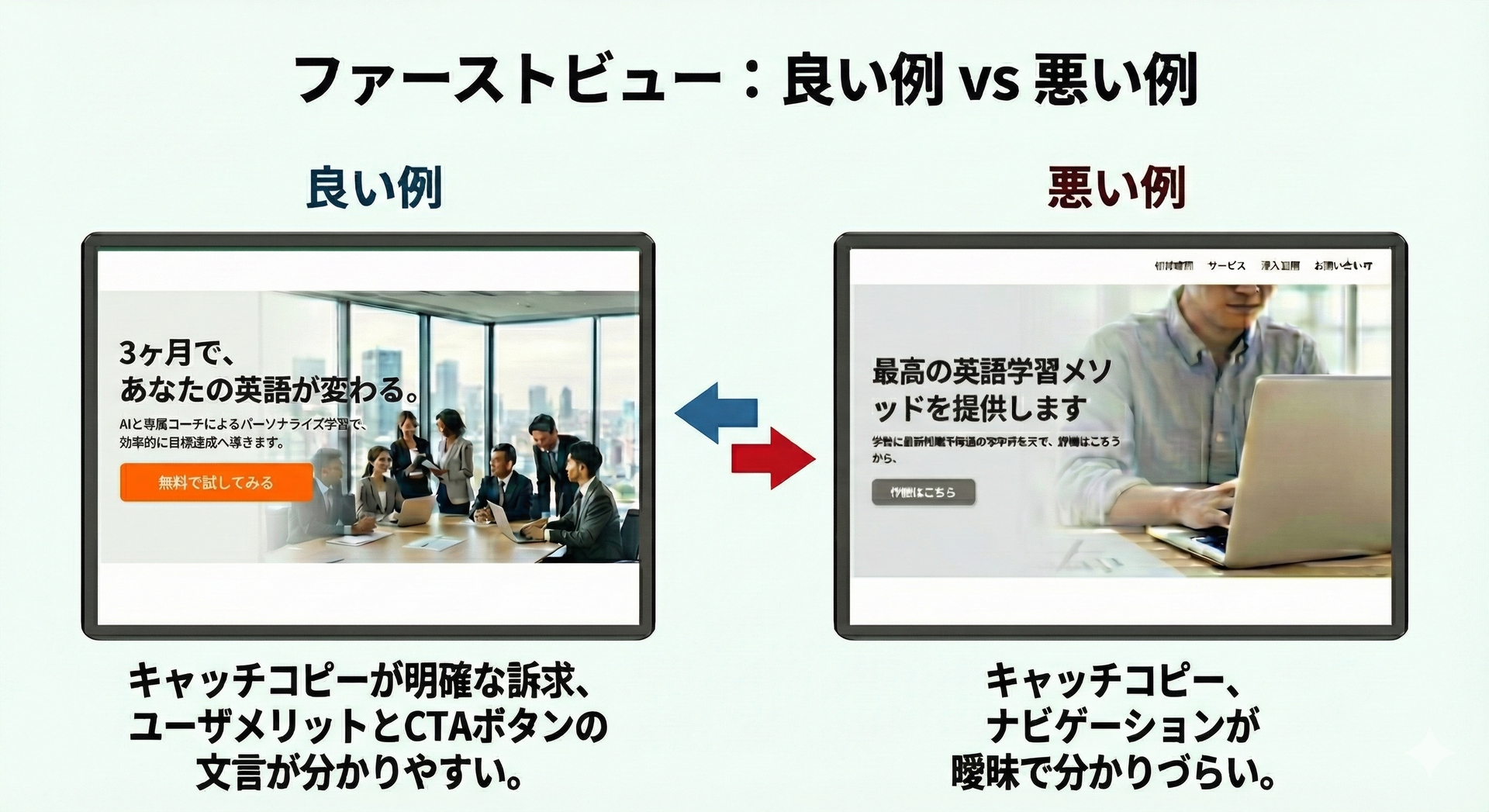 ファーストビューの良い例と悪い例