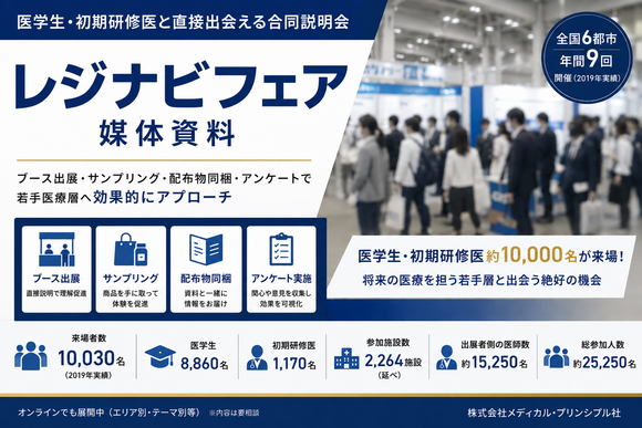 医学生・初期研修医にリアル会場で直接アプローチできる「レジナビフェア」の媒体資料