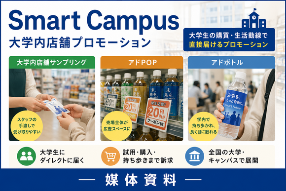大学生へ商品体験を直接届ける学内広告「Smart Campus大学内店舗プロモーション」媒体資料