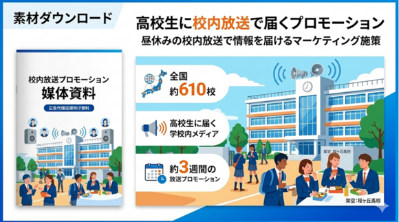 高校生に校内放送で情報を届けるプロモーション施策 「校内放送プロモーション（YTJP）サービスガイド」