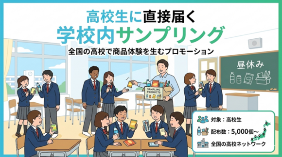 高校生へ商品を直接届けるプロモーション 「学校内サンプリング（YTJP）」広告資料