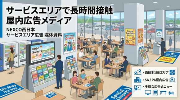 NEXCO西日本 高速道路サービスエリア広告 媒体資料2026 サービスエリア屋内媒体ガイド
