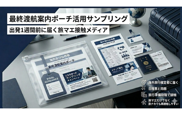 「海外旅行の最終渡航案内ポーチを活用したサンプリング」媒体資料