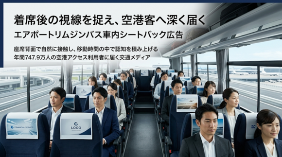 エアポートリムジンの車内シートバック広告